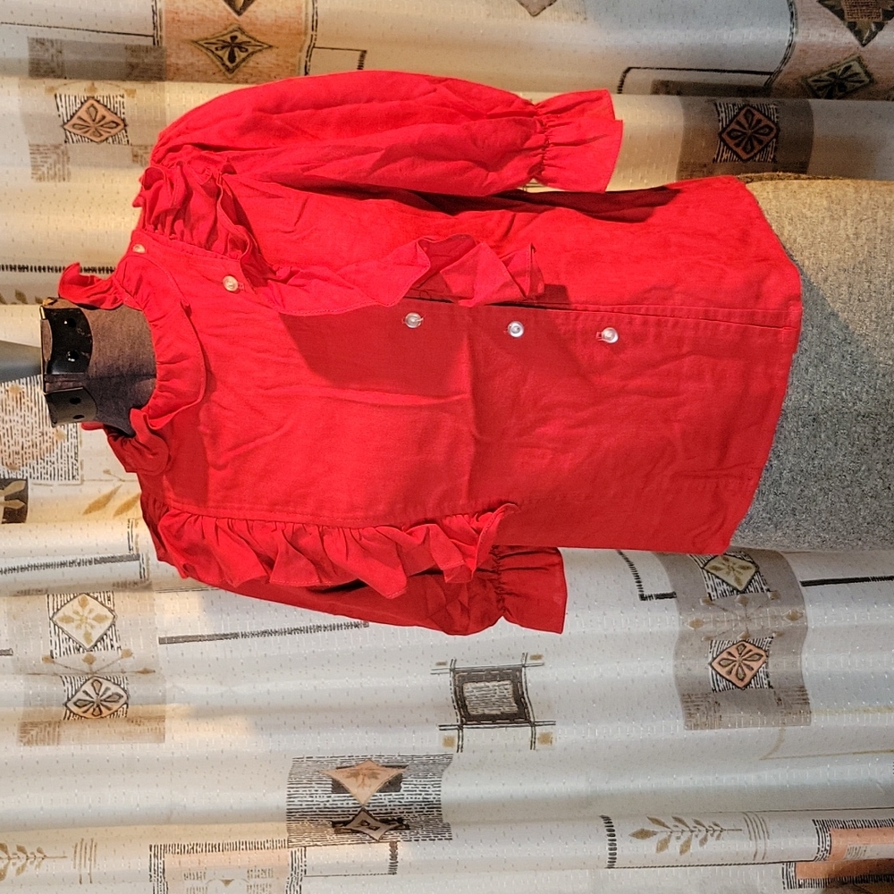 Vintage Bolts Red Ruffle Top - Picture 2 of 11